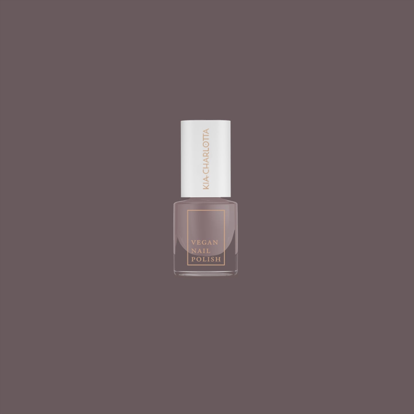 KIA CHARLOTTA Nail Polish Courageous | Dark Beige, Taupe | Vegan Cruelty-Free 14-Free | Bottle & Coloured Background | BeoVERDE.ie