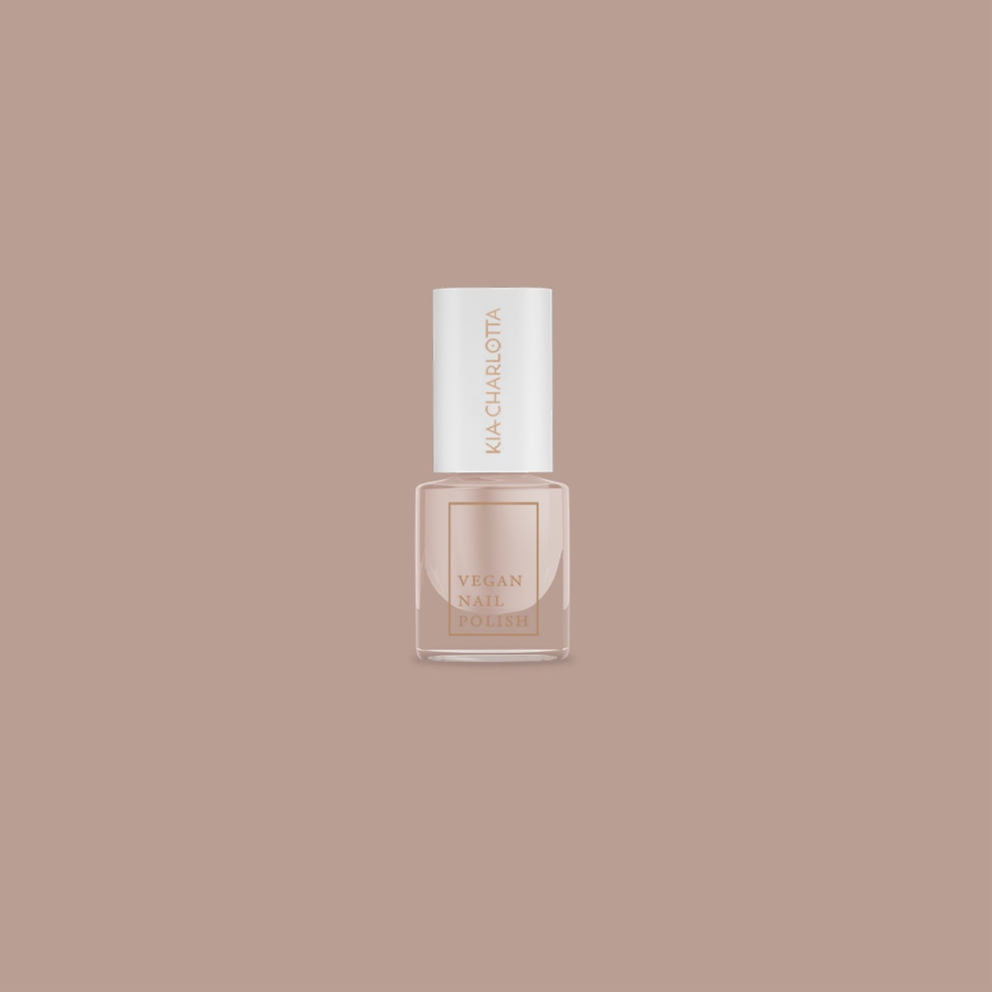 KIA CHARLOTTA Nail Polish Intuitive Energy | Soft Beige | Vegan Cruelty-Free 14-Free | Bottle & Coloured Background | BeoVERDE.ie