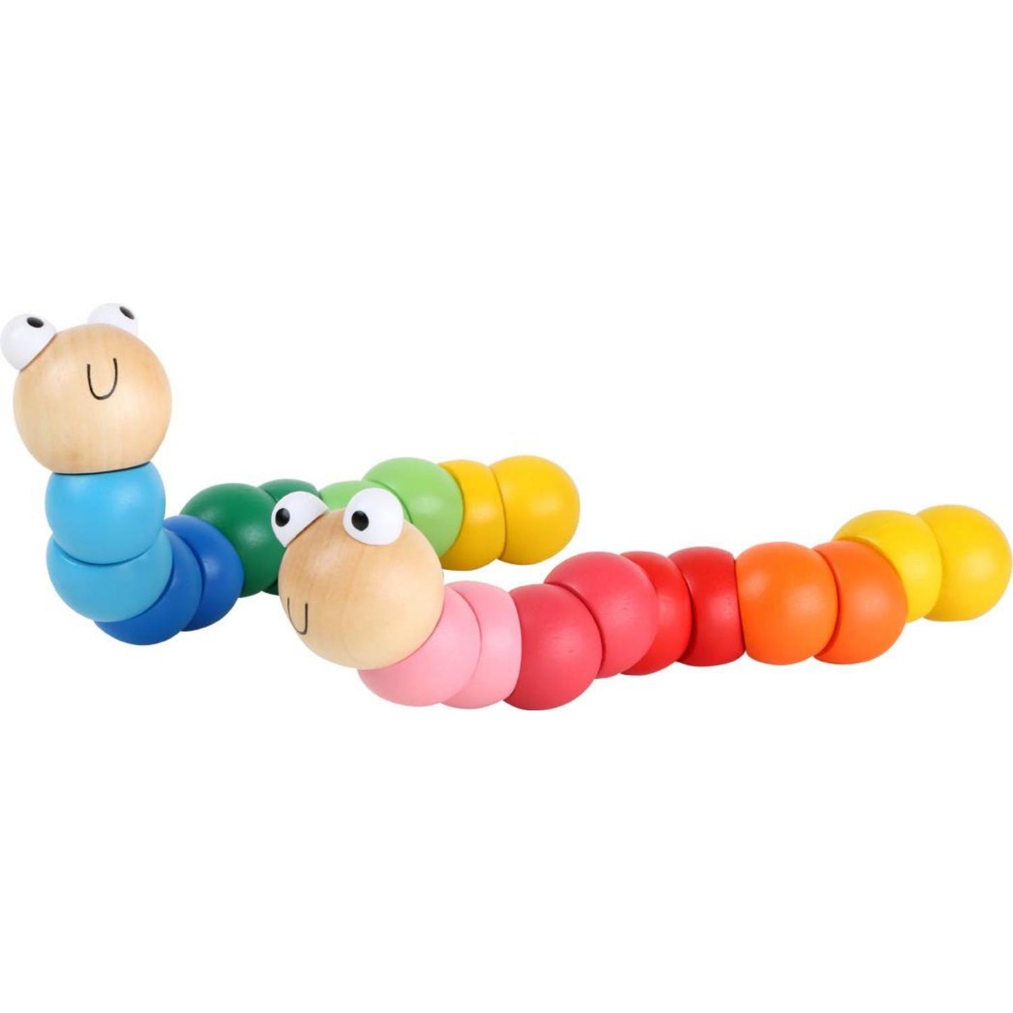 Blue Wooden Bead Caterpillar | Baby Activity Toy | Front View together with Red Wooden Bead Caterpillar | BeoVERDE.ie