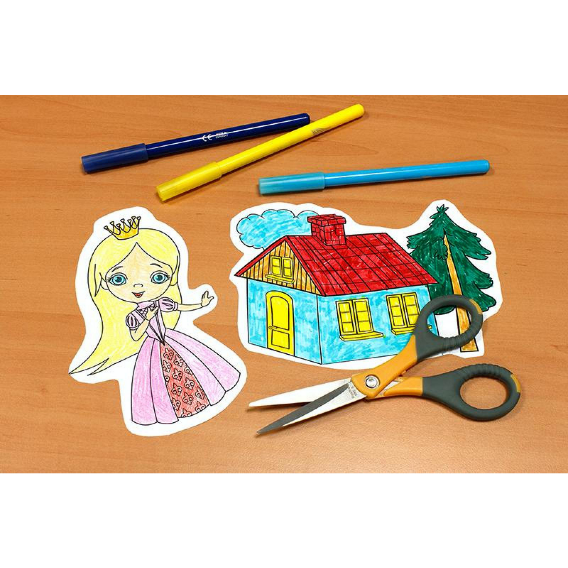 Self-Stick Colouring Book & Roll | Mixed World | Coloured Cut-outs Stuck | BEOVERDE.ie