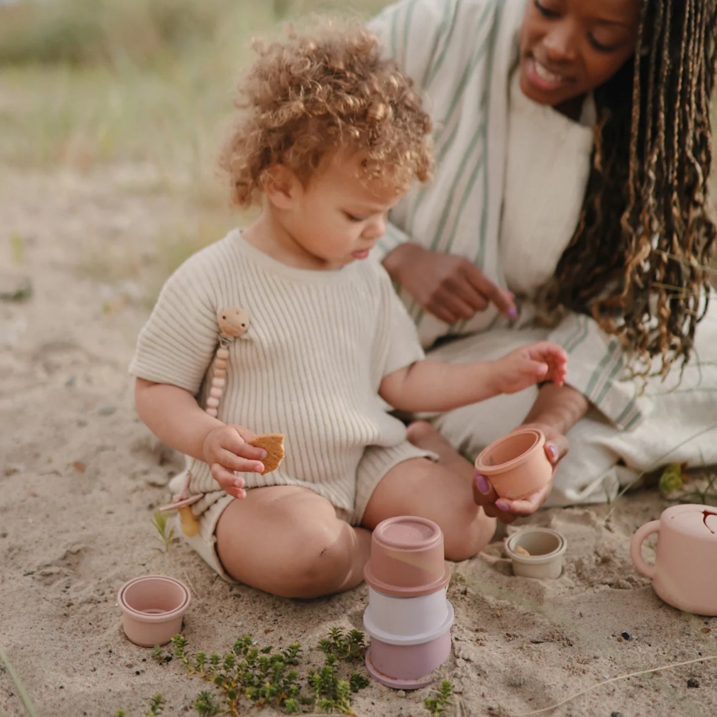 Mushie Petal Stacking Cups | Toddler Sorting & Stacking Toy | Baby Activity Toy | BeoVERDE Ireland