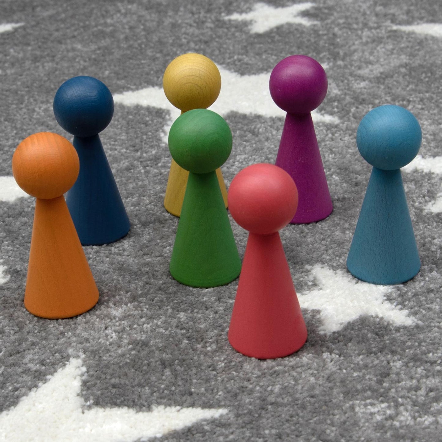 Rainbow Wooden Figures | Wooden Loose Parts | Open-Ended Toys