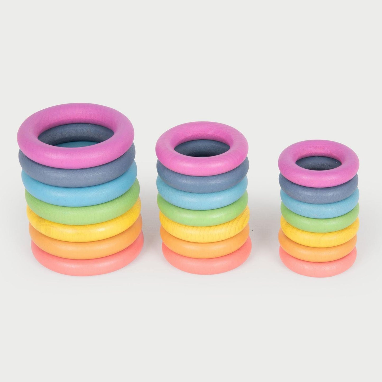 Rainbow Wooden Rings | Wooden Loose Parts | Open-Ended Toys