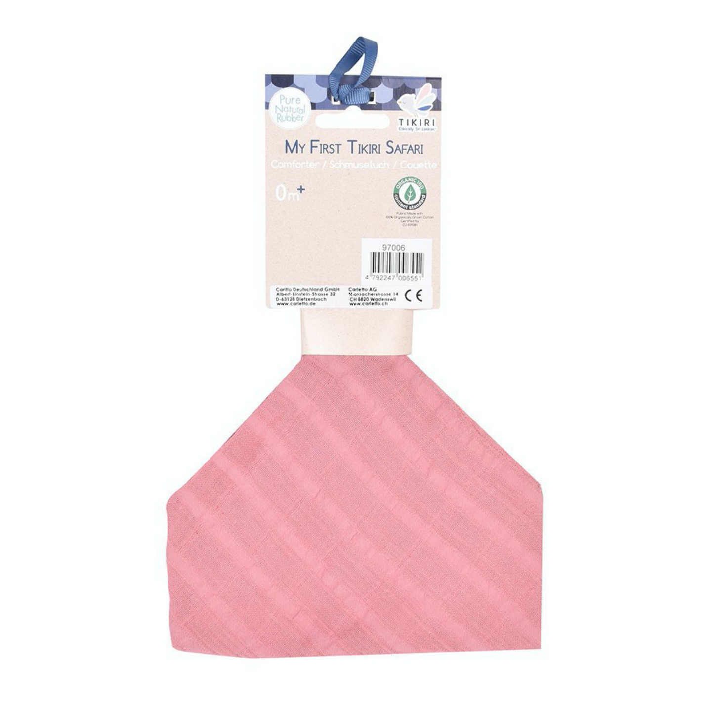 TIKIRI Organic Cotton Comforter & Natural Rubber Teether ‘Lion’ | Back & Packaging | BeoVERDE.ie