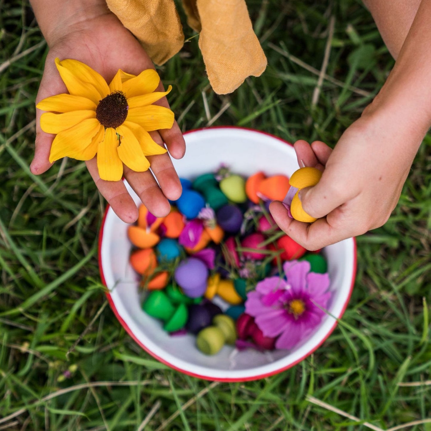 Mandala Rainbow Mushrooms | 36 Pieces | Wooden Toys for Kids | Open-Ended Play