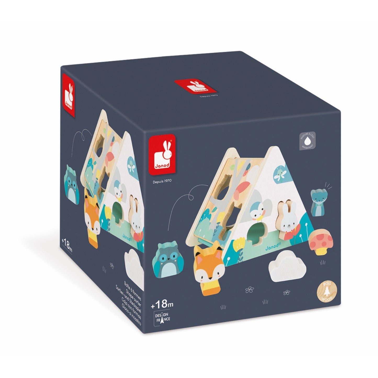 Janod Pure Wooden Train | Wooden Toddler Activity Toy | Packaging | BeoVERDE.ie