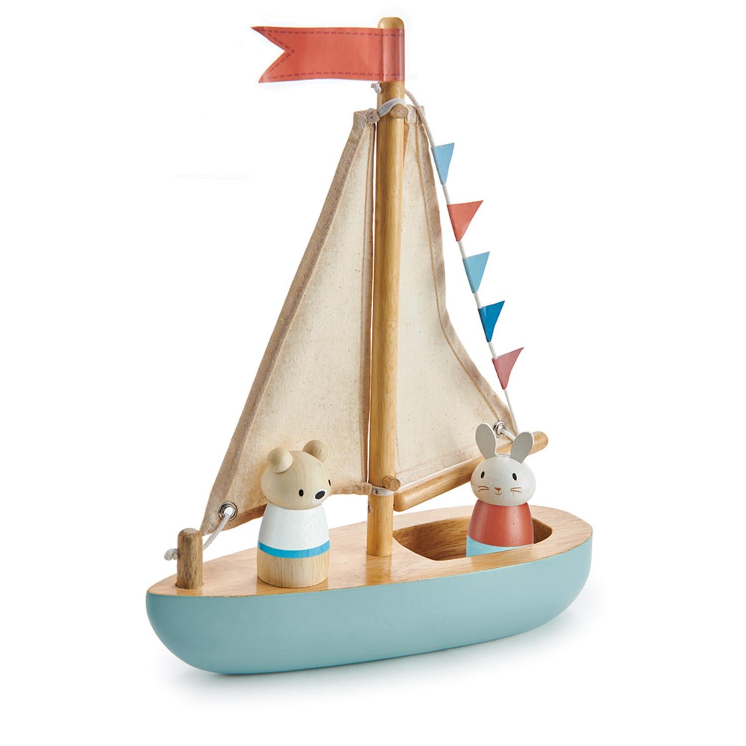 Tender Leaf Toys Sailaway Boat | Wooden Toy Play Set For Kids | Right Side View | BeoVERDE.ie