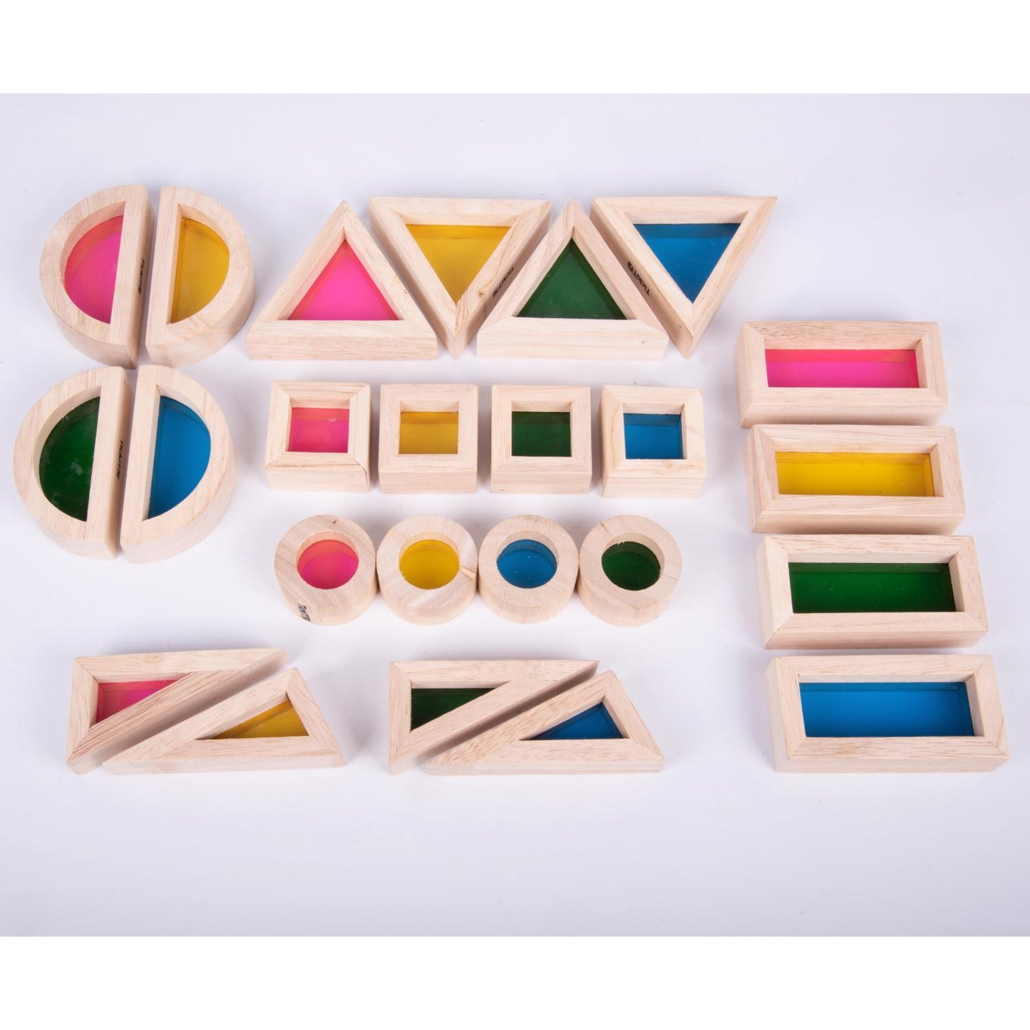 Wooden Blocks with Coloured See-Through Centre | Kids Activity Toy