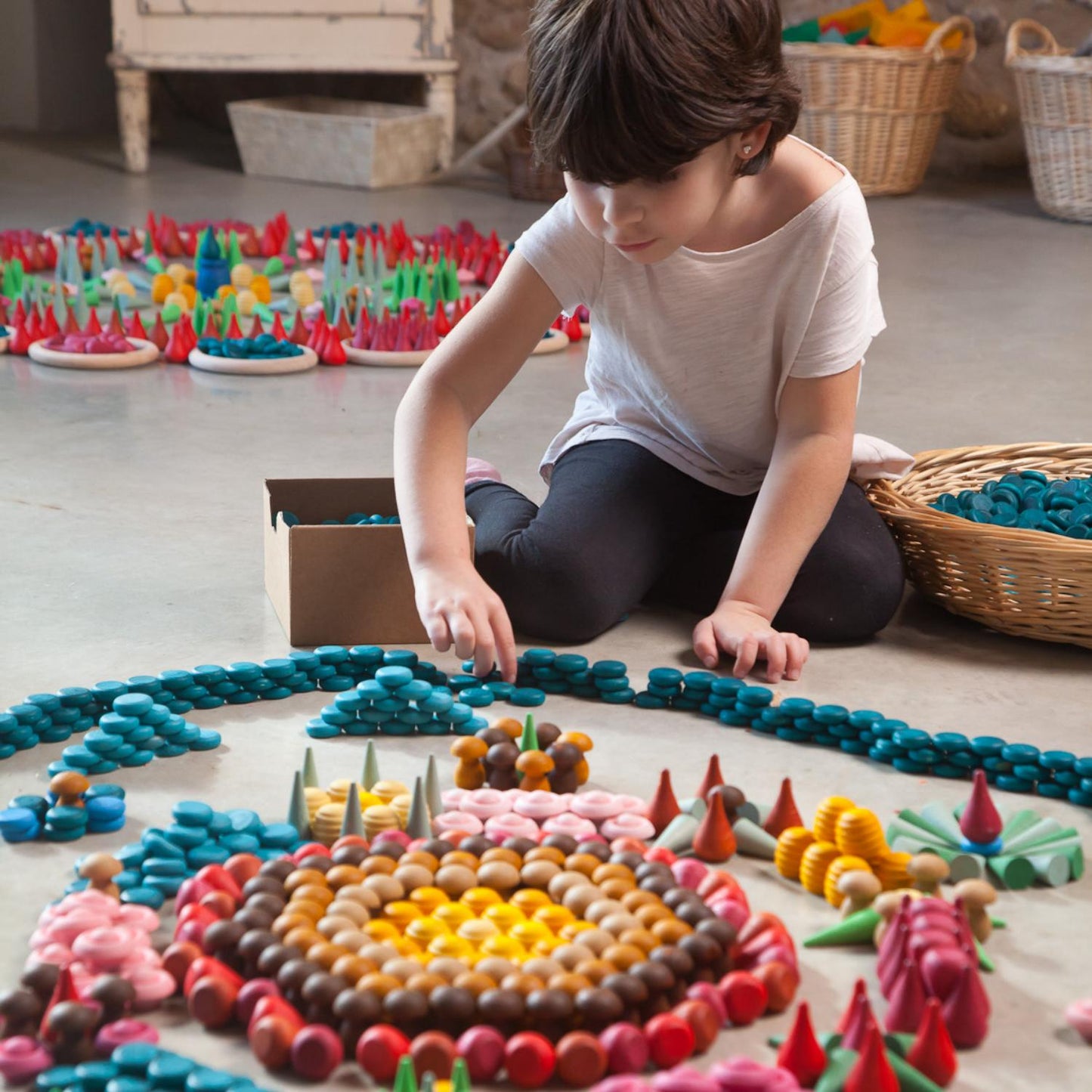 Mandala Little Mushrooms | 36 Pieces | Wooden Toys for Kids | Open-Ended Play