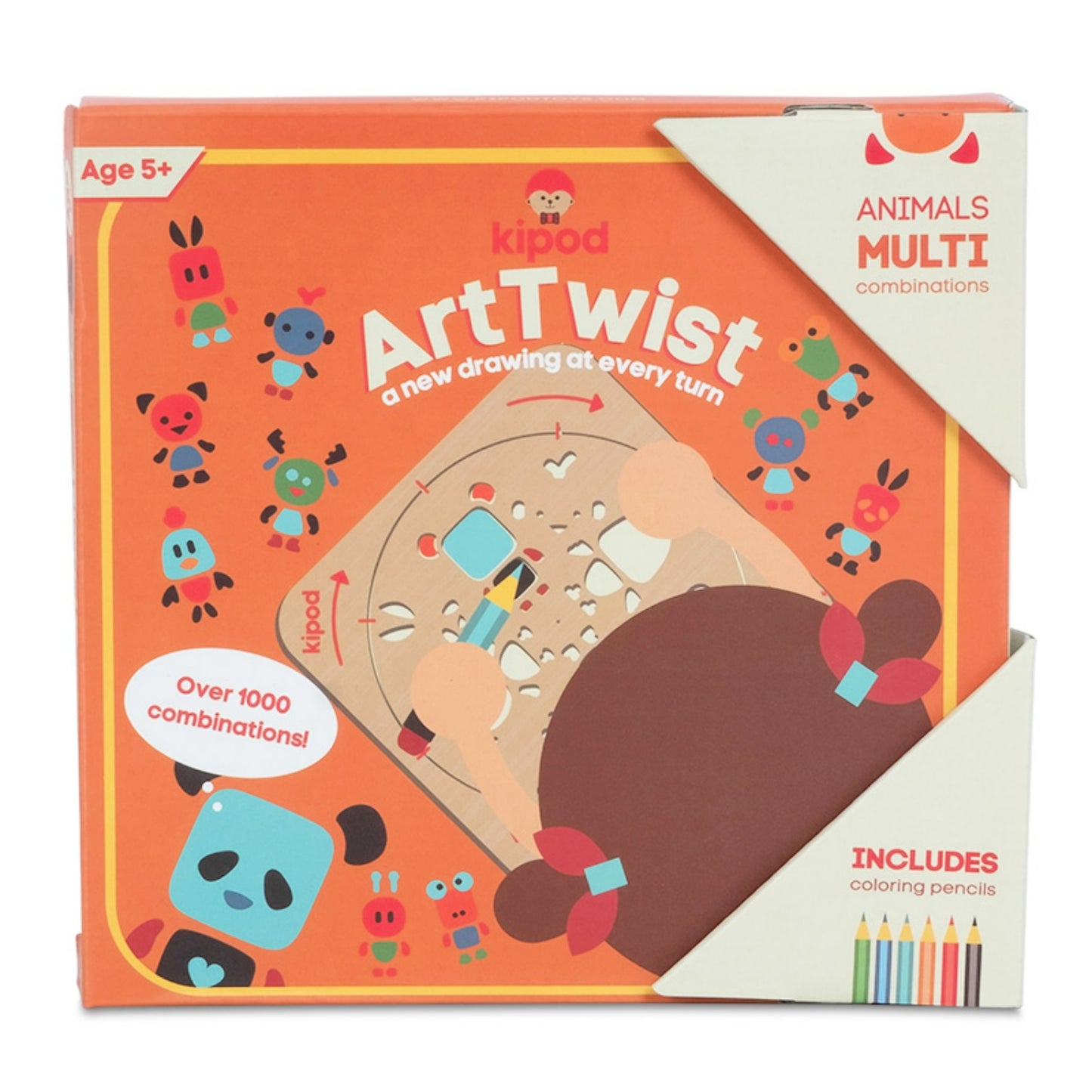 Animals - Rotating Wooden Drawing Stencil Kit for Children | Kipod Toys | Wooden Arts & Crafts Kit | Educational Wooden Toy | Packaging Front | BeoVERDE.ie
