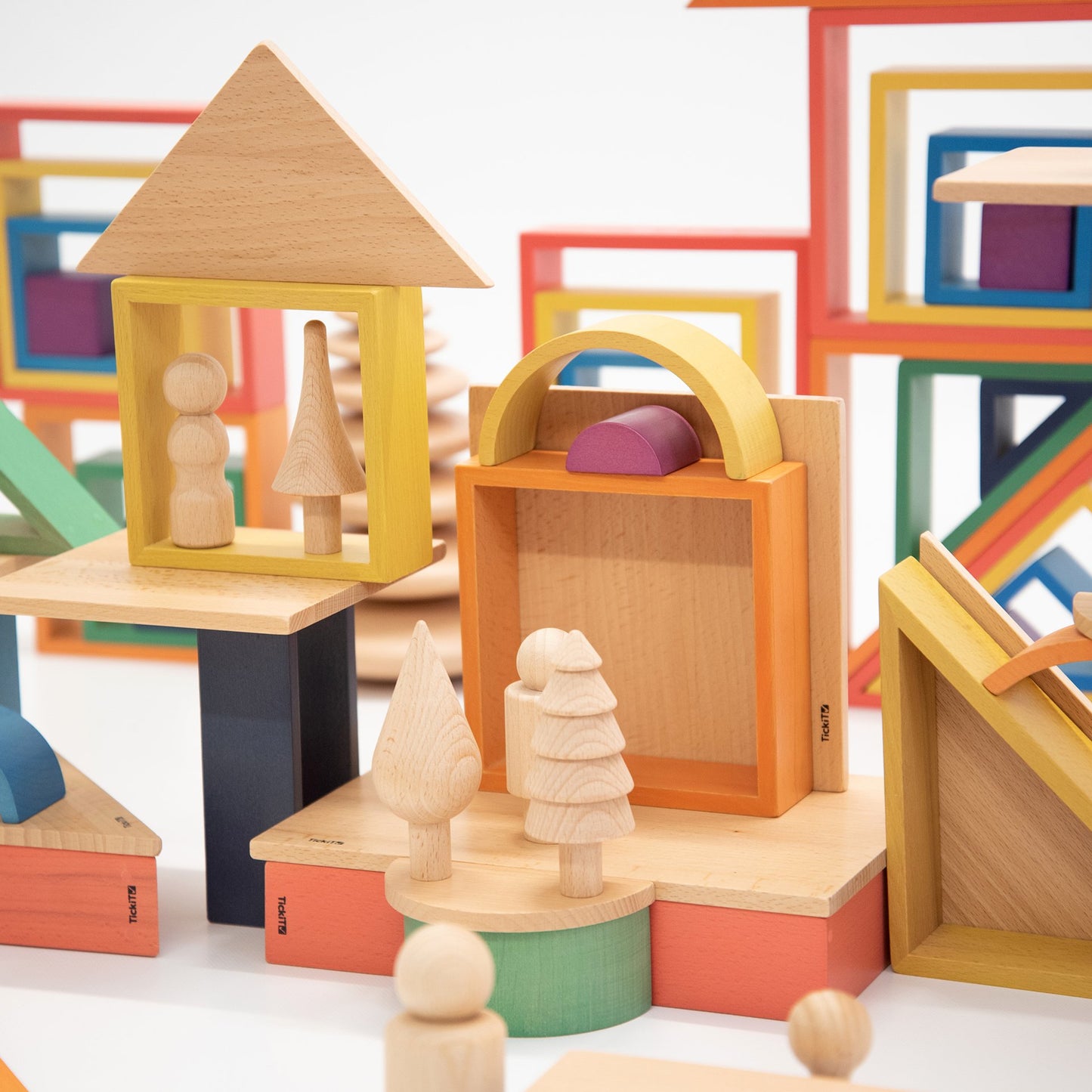 Natural Wooden Square Panels | 6 Pieces | Wooden Activity Toy