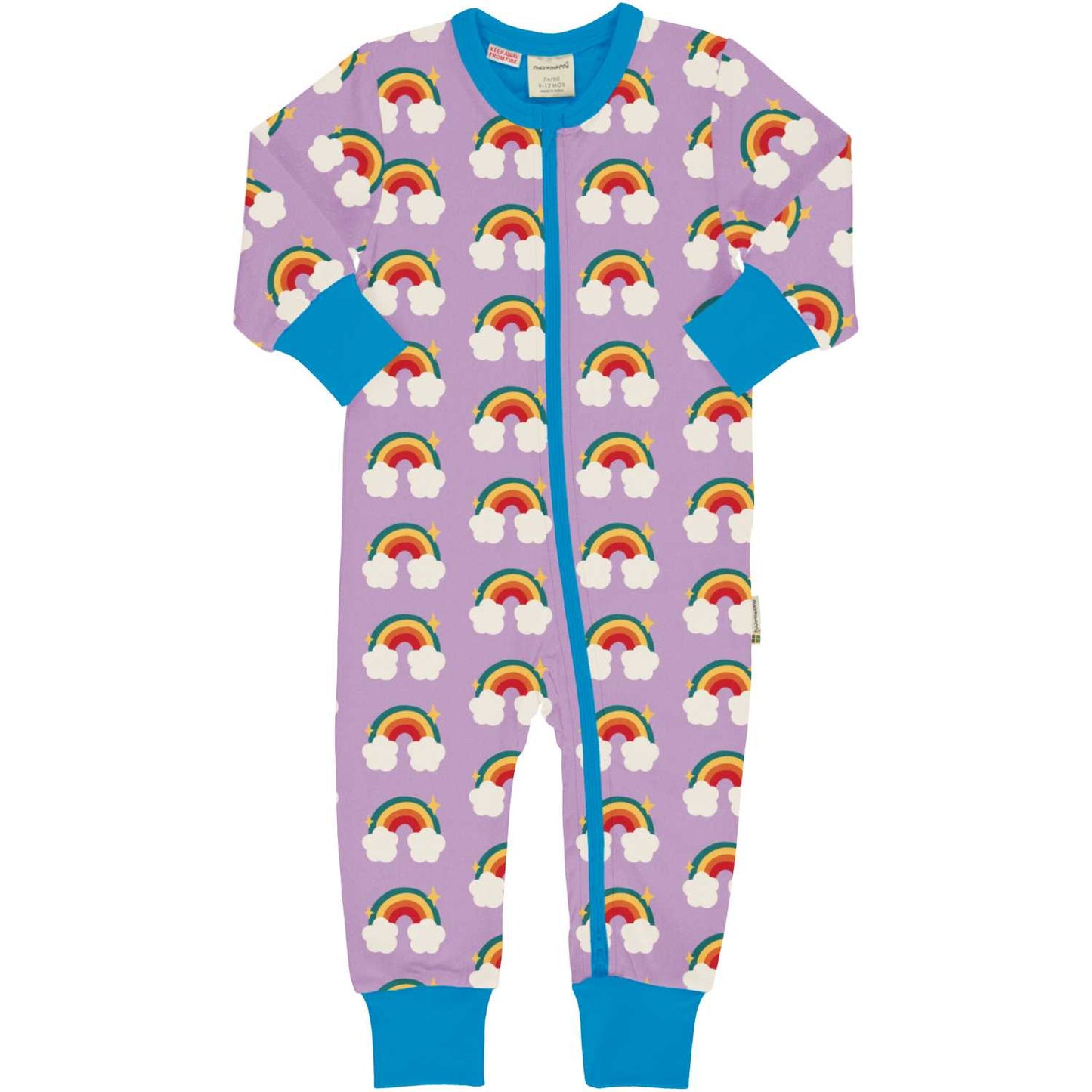 Maxomorra Rainbow Long Sleeve Romper | GOTS Organic Cotton | Baby Bodysuit | Front | BeoVERDE Ireland