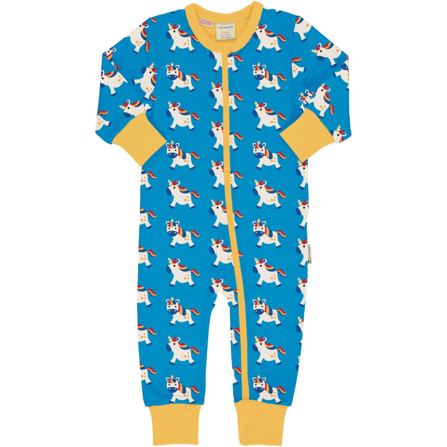 Maxomorra Unicorn Long Sleeve Romper | GOTS Organic Cotton | Baby Bodysuit | Front | BeoVERDE Ireland