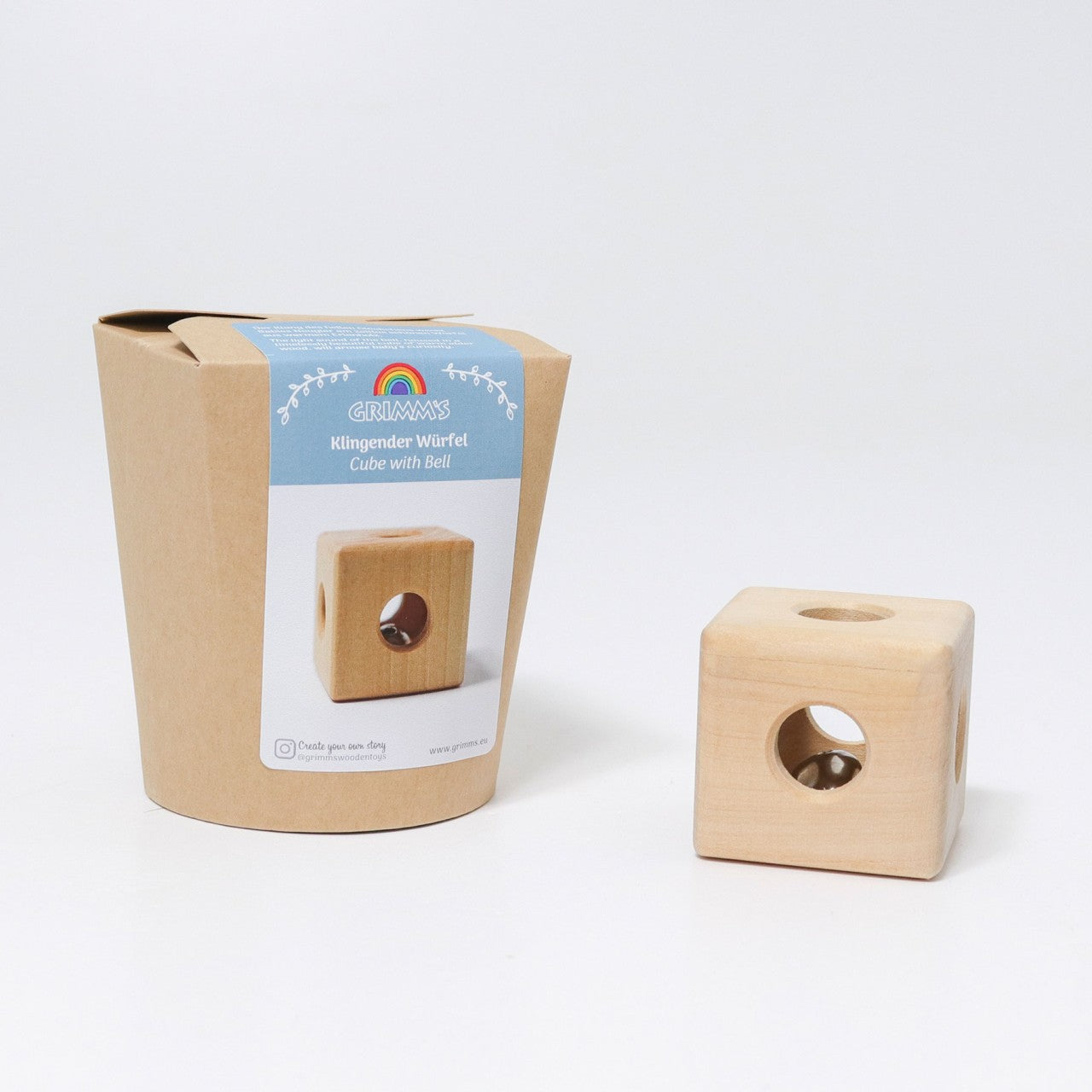 Grasping Cube with Jingling Bell | Baby’s First Wooden Toy