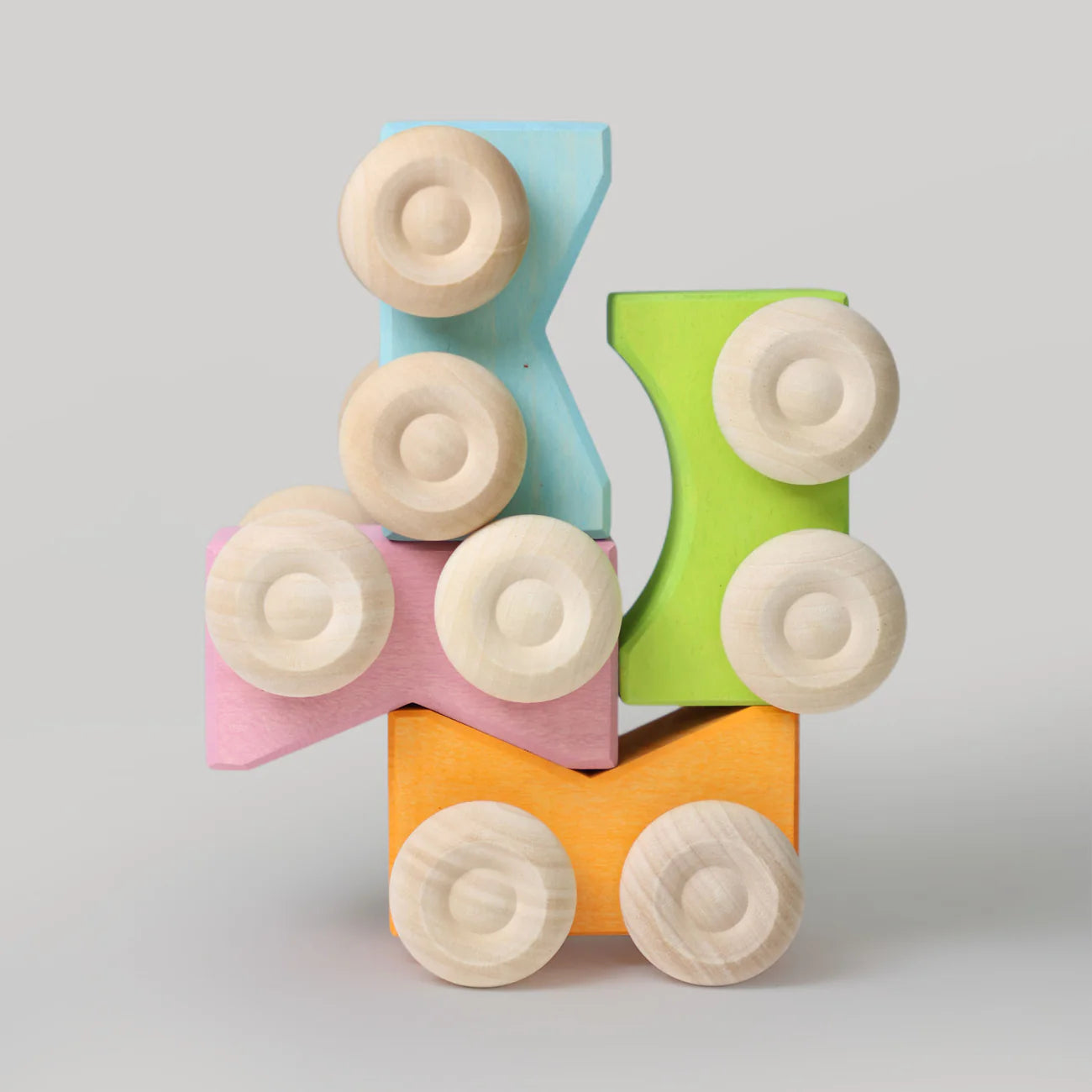 Pink - Stacking Cars | Wooden  Push & Pull Toy Car