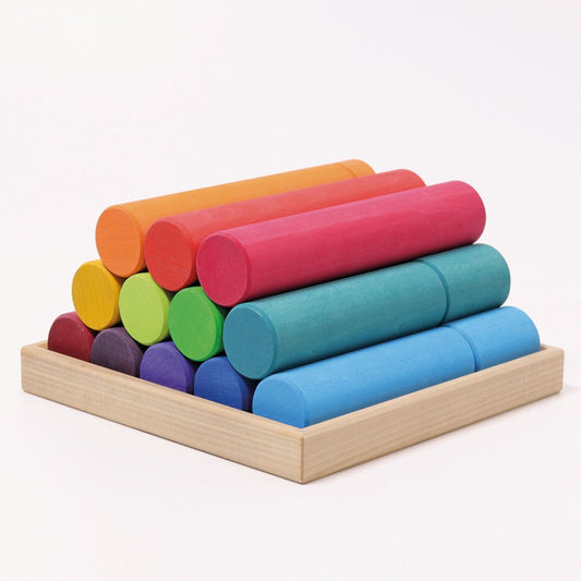 Rainbow Large Building Rollers | Wooden Toys for Kids | Toddler Activity Toy