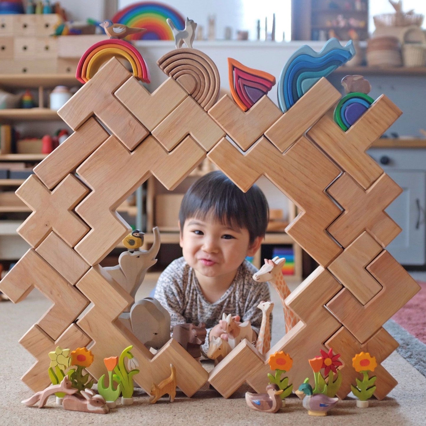 Natural Stairway | Building Set | Wooden Toys for Kids | Open-Ended Play