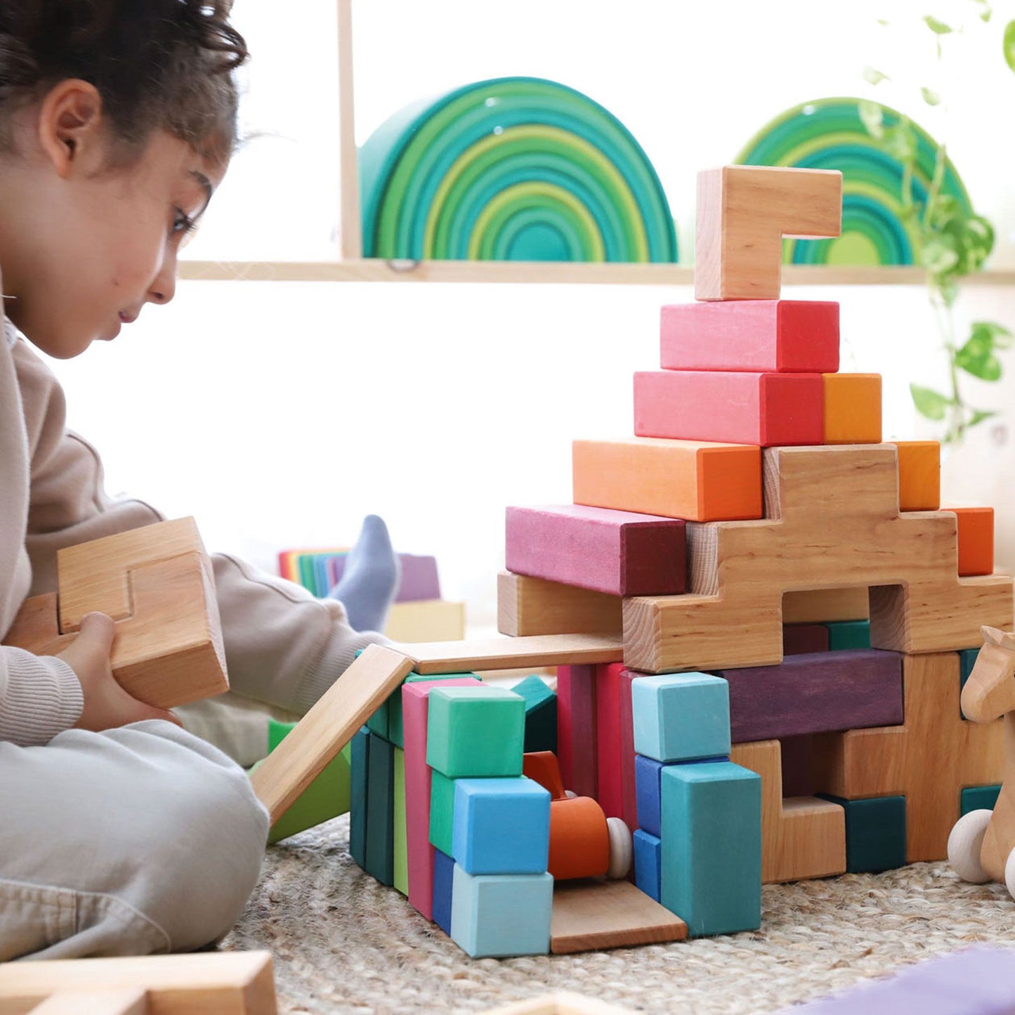 Natural Stairway | Building Set | Wooden Toys for Kids | Open-Ended Play