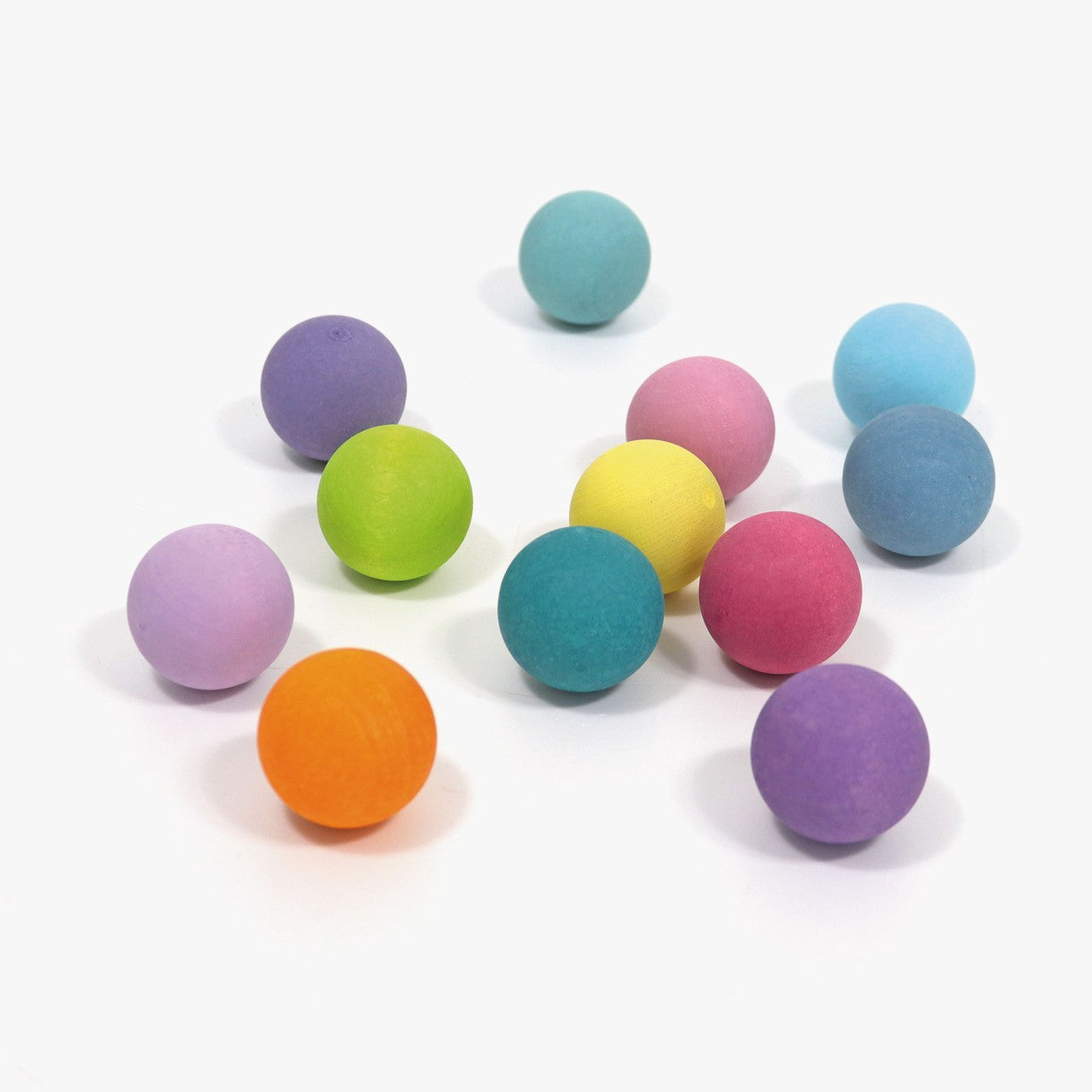 Pastel Small Wooden Balls | 12-Piece Wooden Ball Set | Sorting & Stacking Toys for Kids