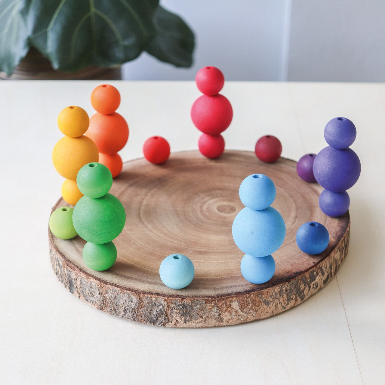 Rainbow Wooden Balls | Sorting & Stacking Toys for Kids