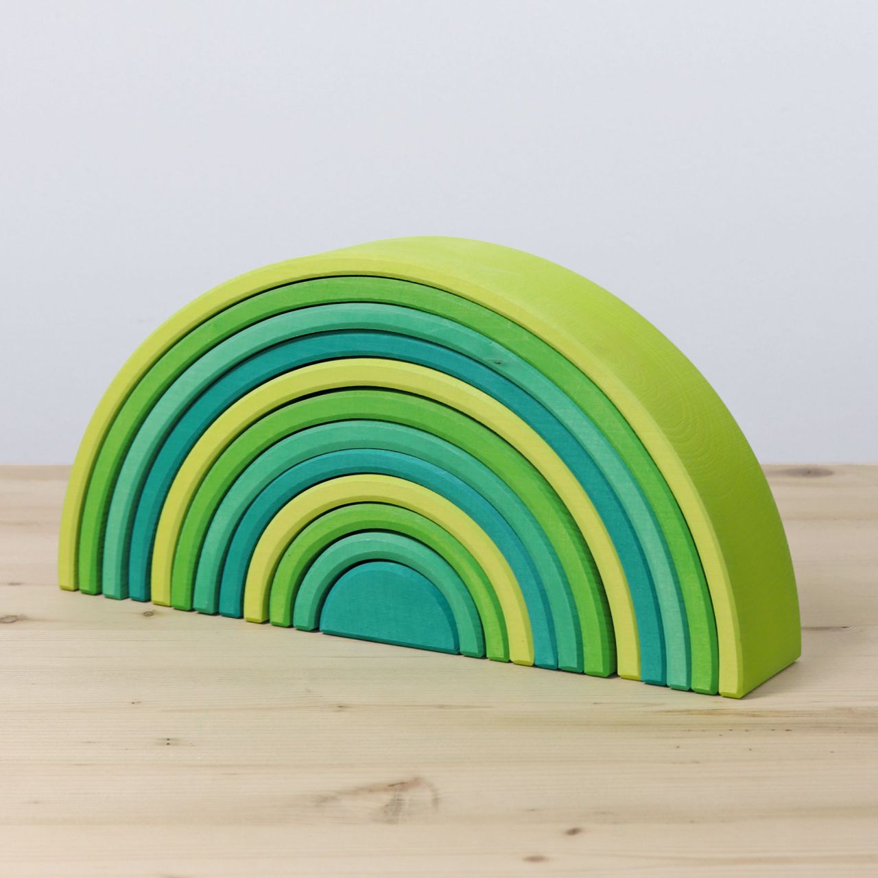 Large Meadow Green Rainbow | 12 Pieces | Wooden Stacking Toys for Kids | Open-Ended Play