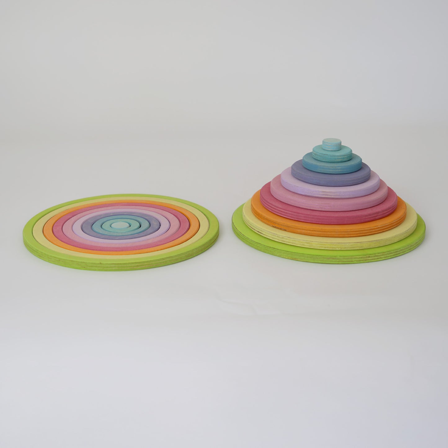 Pastel Concentric Circles and Rings | 20 Pieces | Wooden Toys for Kids | Open-Ended Play