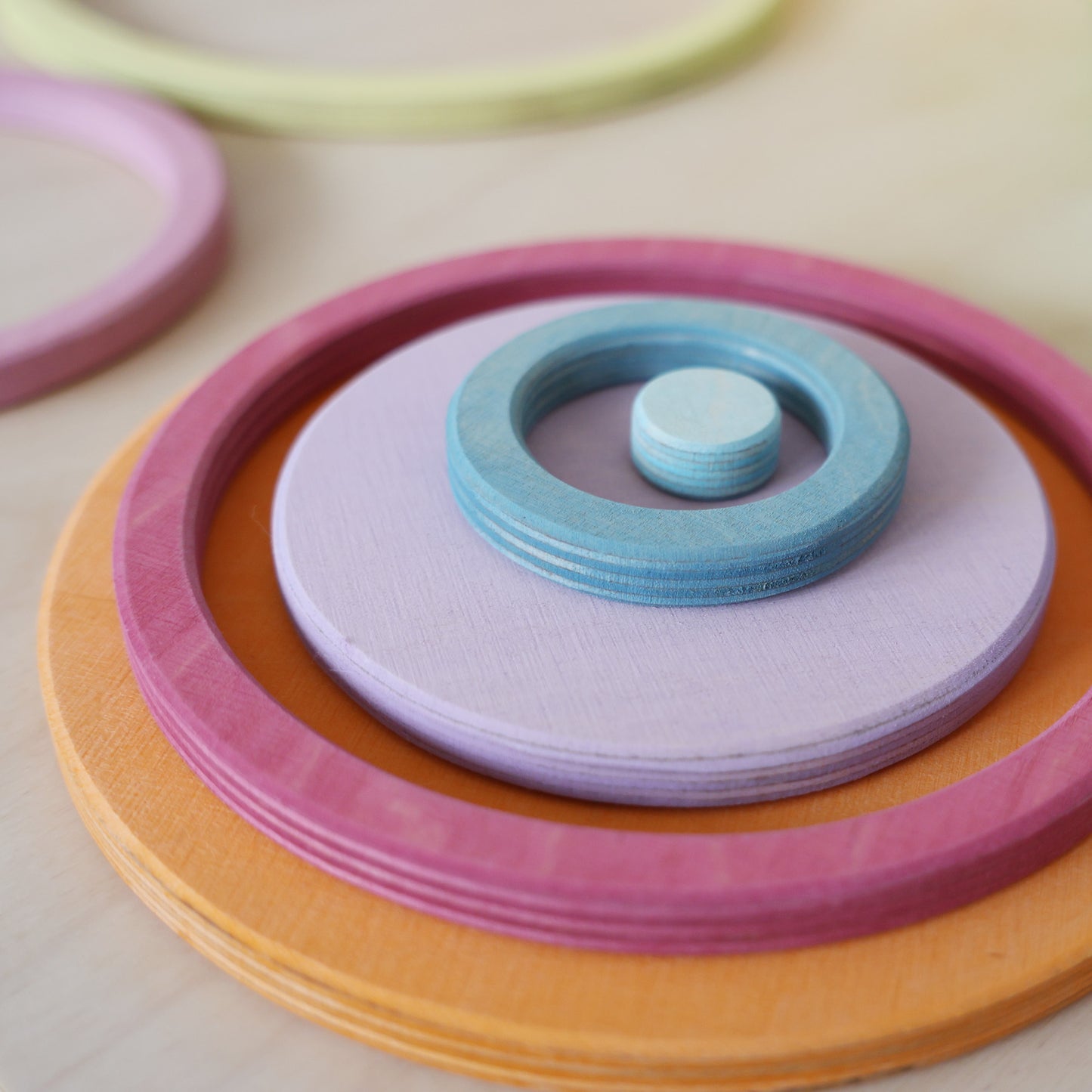 Pastel Concentric Circles and Rings | 20 Pieces | Wooden Toys for Kids | Open-Ended Play