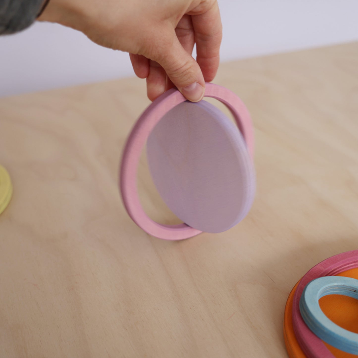 Pastel Concentric Circles and Rings | 20 Pieces | Wooden Toys for Kids | Open-Ended Play
