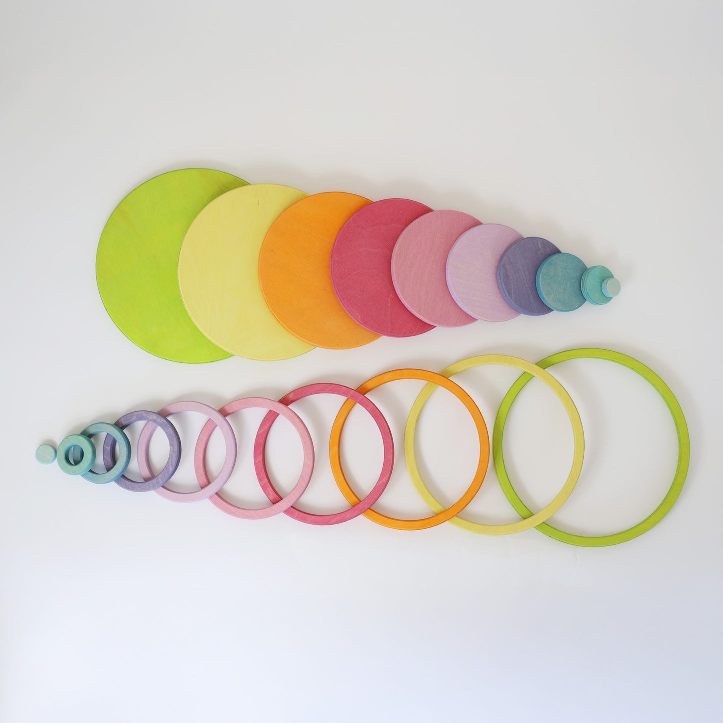 Pastel Concentric Circles and Rings | 20 Pieces | Wooden Toys for Kids | Open-Ended Play