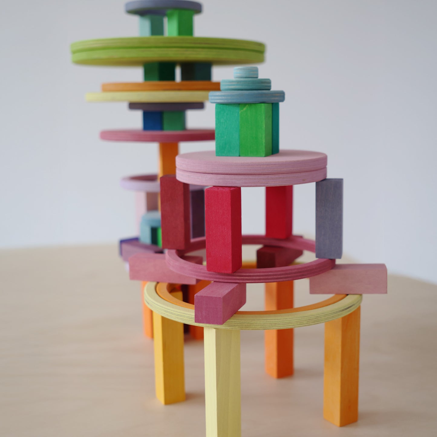 Pastel Concentric Circles and Rings | 20 Pieces | Wooden Toys for Kids | Open-Ended Play