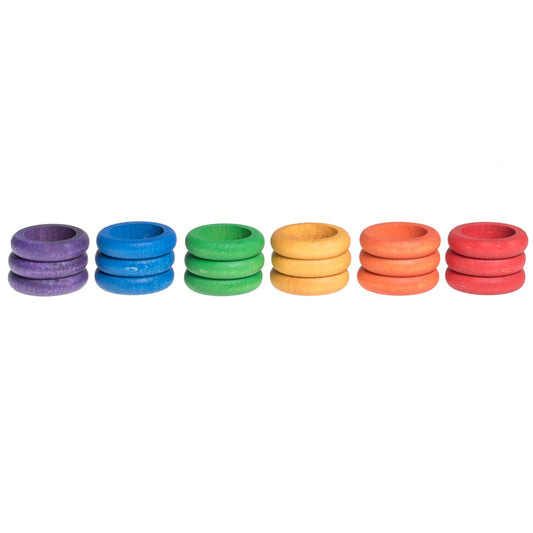 18 Rings (6 Colours) | Loose Parts | Wooden Sorting & Stacking Toy