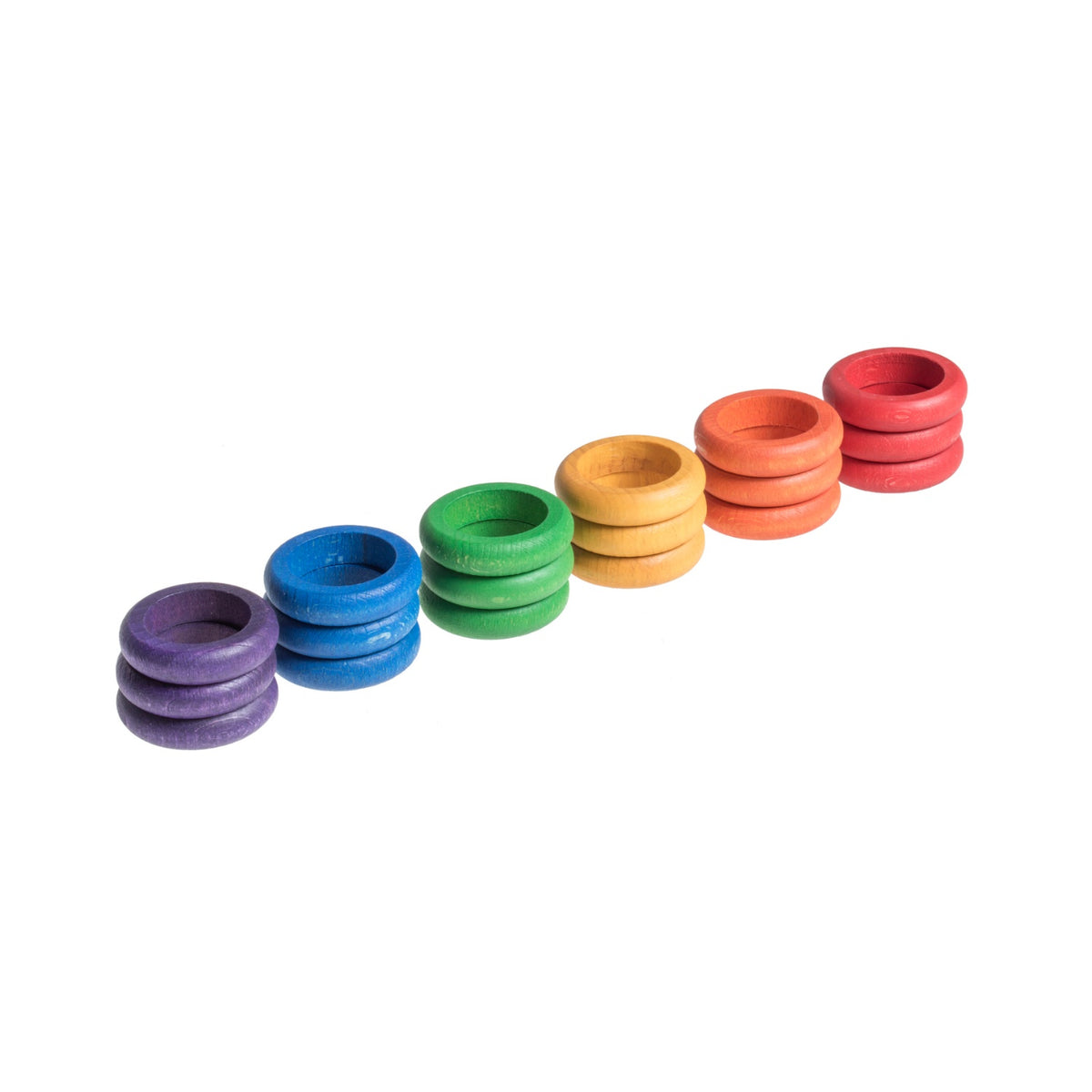18 Rings (6 Colours) | Loose Parts | Wooden Sorting & Stacking Toy