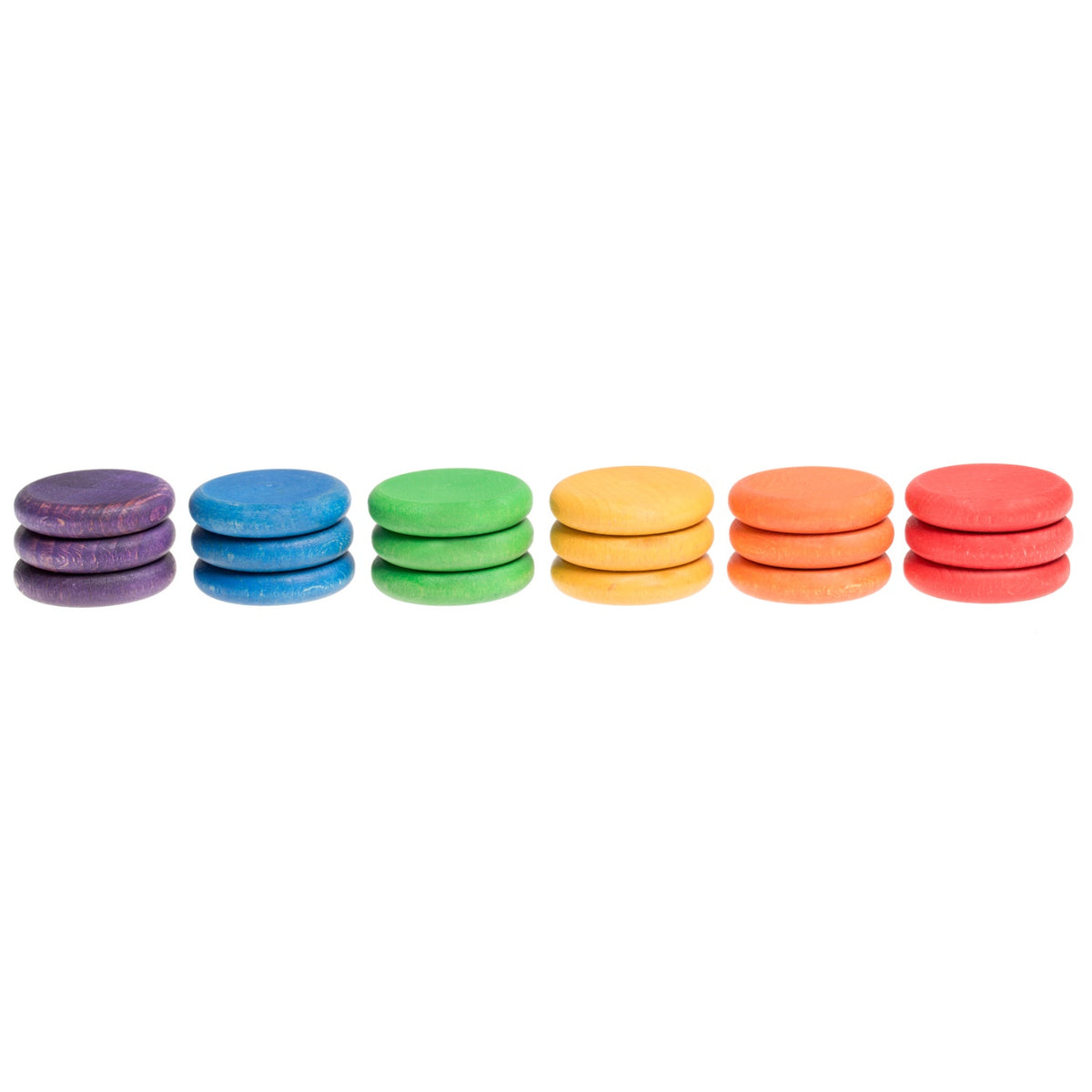 18 Coins (6 Colours) | Loose Parts | Wooden Sorting & Stacking Toy