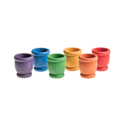 6 Mates - Cups (6 Colours) | Loose Parts | Wooden Sorting & Stacking Toy
