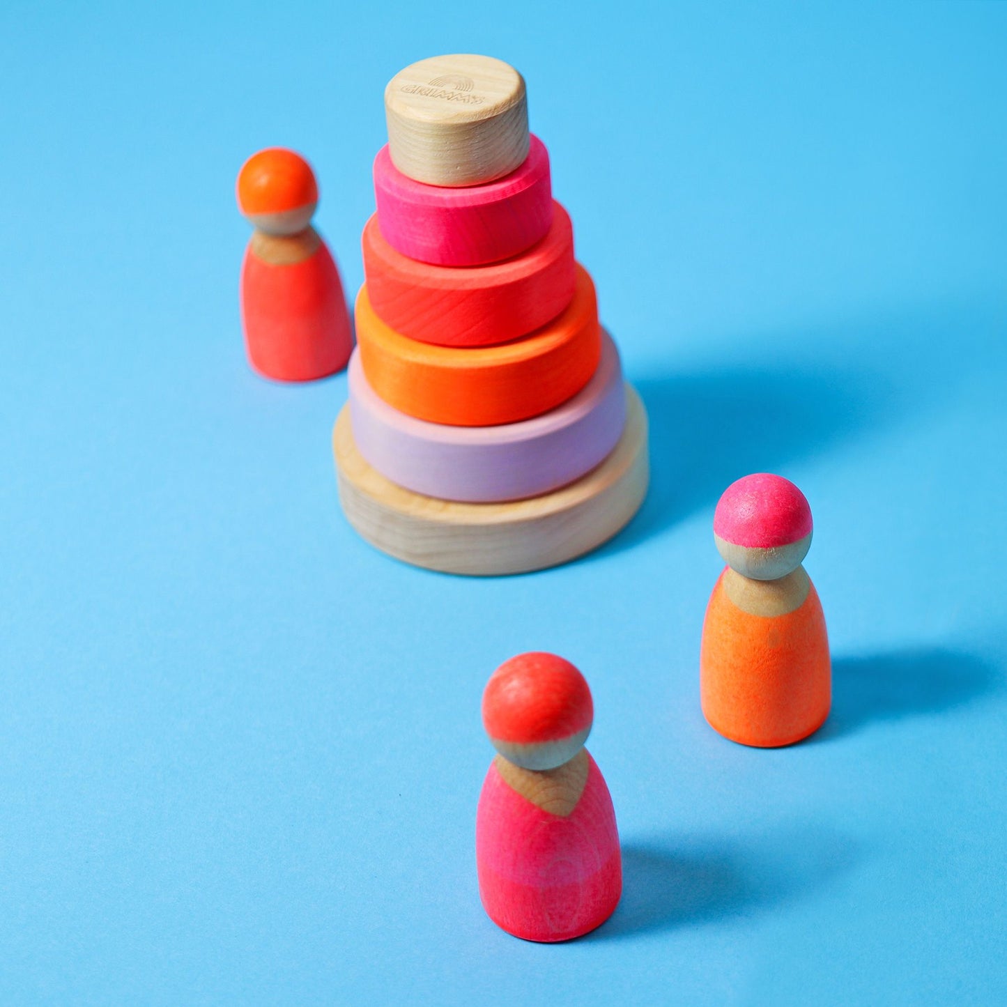 Neon Pink Small Conical Tower Stacker | Grimm's X Neon Collection