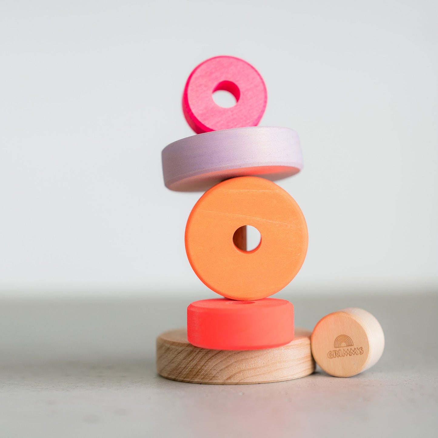 Neon Pink Small Conical Tower Stacker | Grimm's X Neon Collection