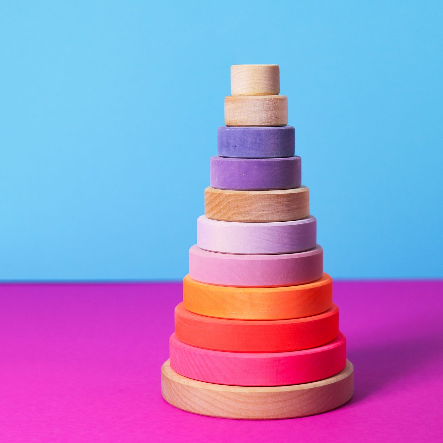 Neon Pink Conical Tower Stacker | Grimm's X Neon Collection