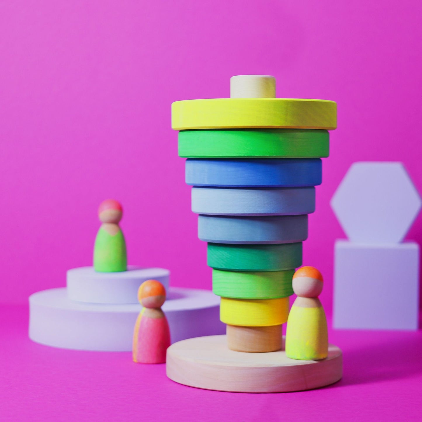 Neon Green Conical Tower Stacker | Grimm's X Neon Collection
