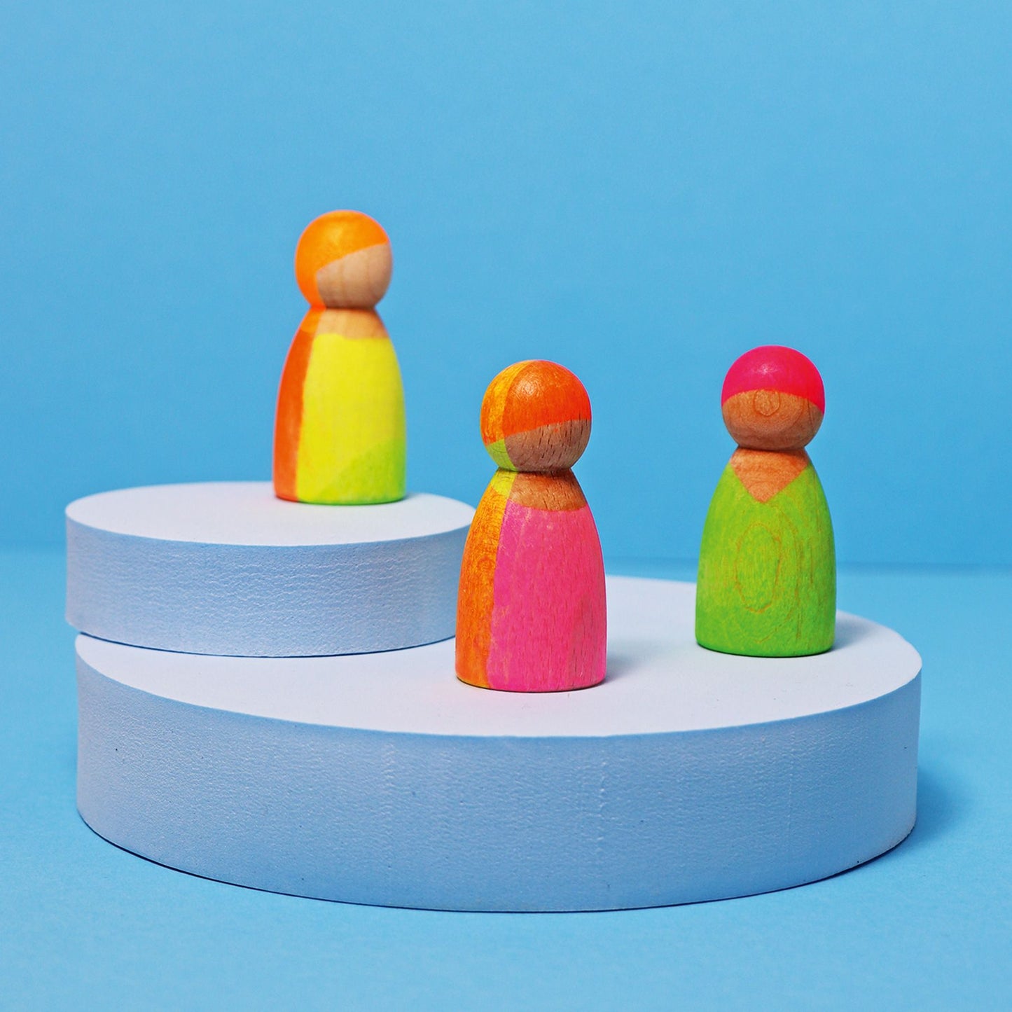 Mixed Neon Friends | 3 Wooden Toy Figures | Grimm's X Neon Collection