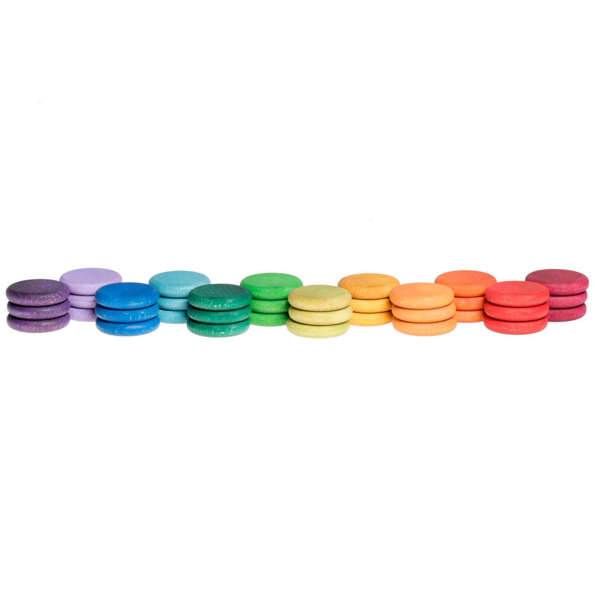 36 Coins (12 Colours) | Loose Parts | Wooden Sorting & Stacking Toy