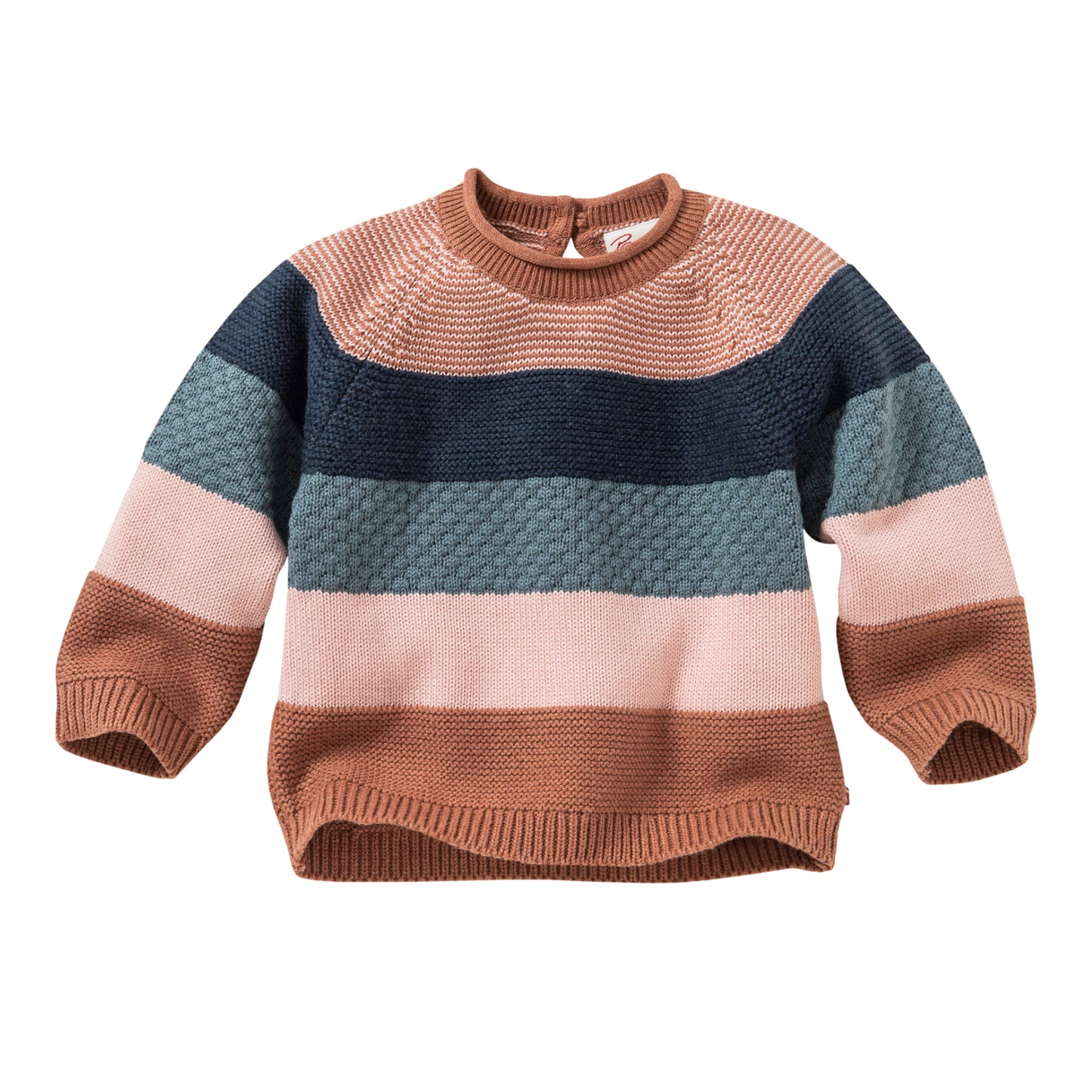 Navy, Petrol, Light Rose & Crimson Stripe | Baby Knitted Jumper | GOTS Organic Cotton