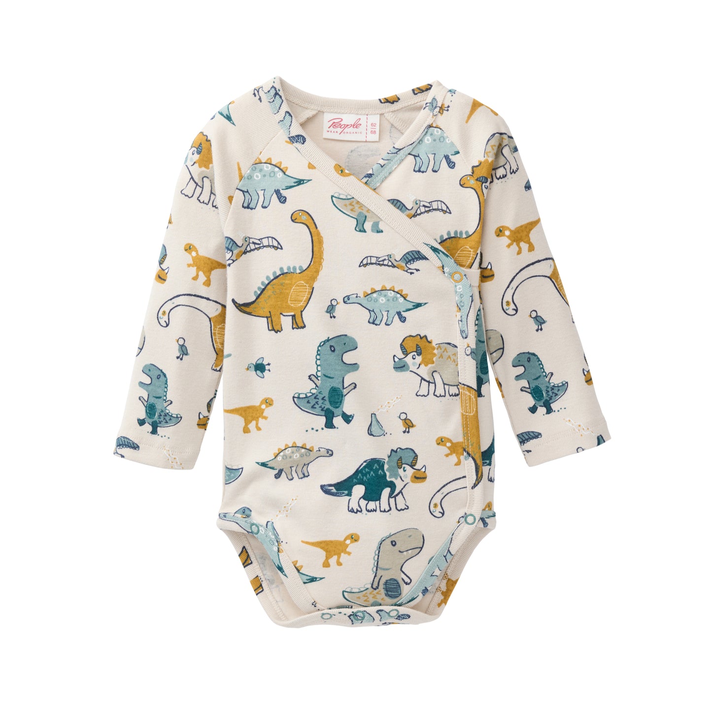 Dinosaurs | Long Sleeve Kimono Baby Bodysuit | GOTS Organic Cotton