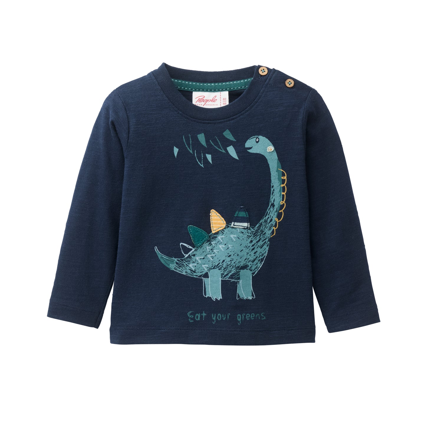 Dinosaur - Navy Blue | Long Sleeve Kids Top | GOTS Organic Cotton