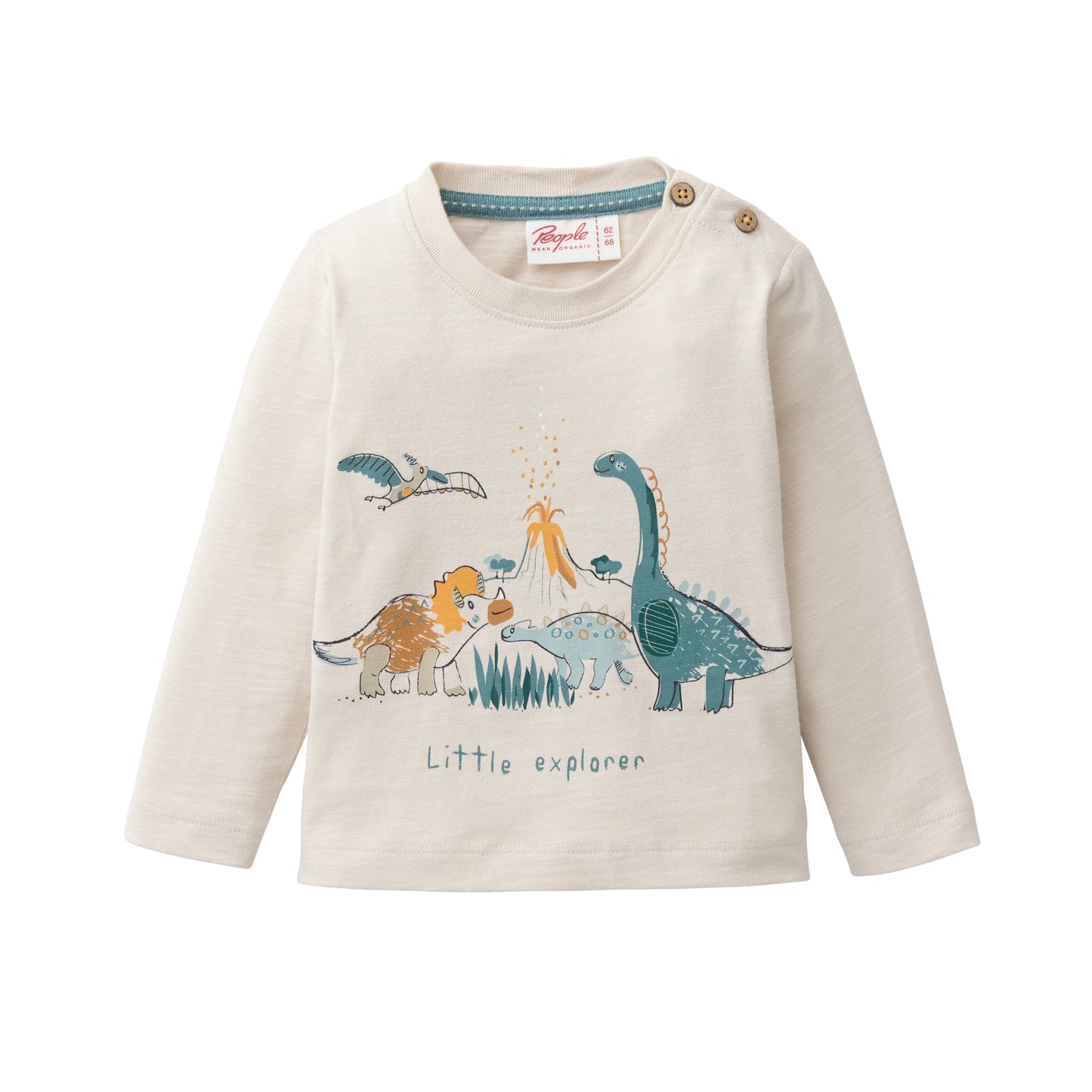 Dinosaurs - Oatmeal | Long Sleeve Kids Top | GOTS Organic Cotton