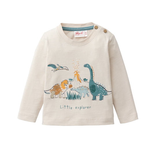 Dinosaurs - Oatmeal | Long Sleeve Kids Top | GOTS Organic Cotton