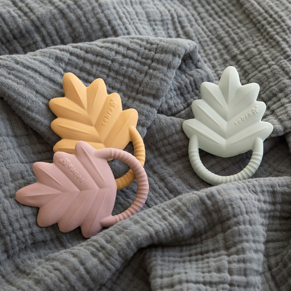 Misty Rose Leaf | Natural Rubber Baby Teether | Safe Natural Teething Toy