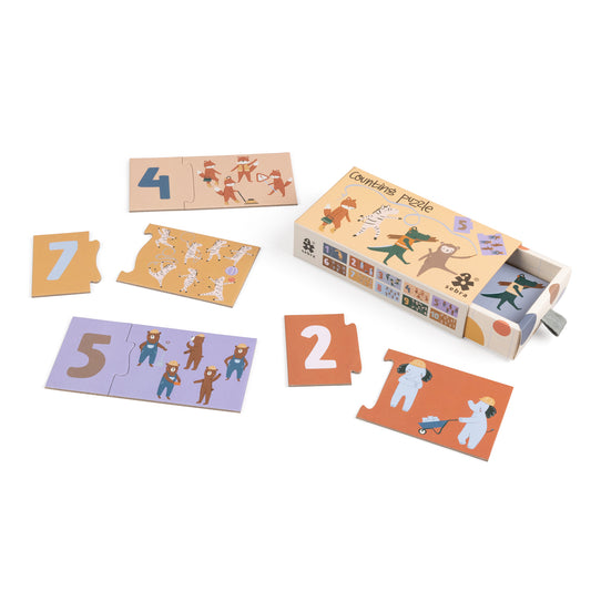 Counting Puzzle | Teeny Toes & Busy Builders Illustrations | Jigsaw Puzzle For Kids