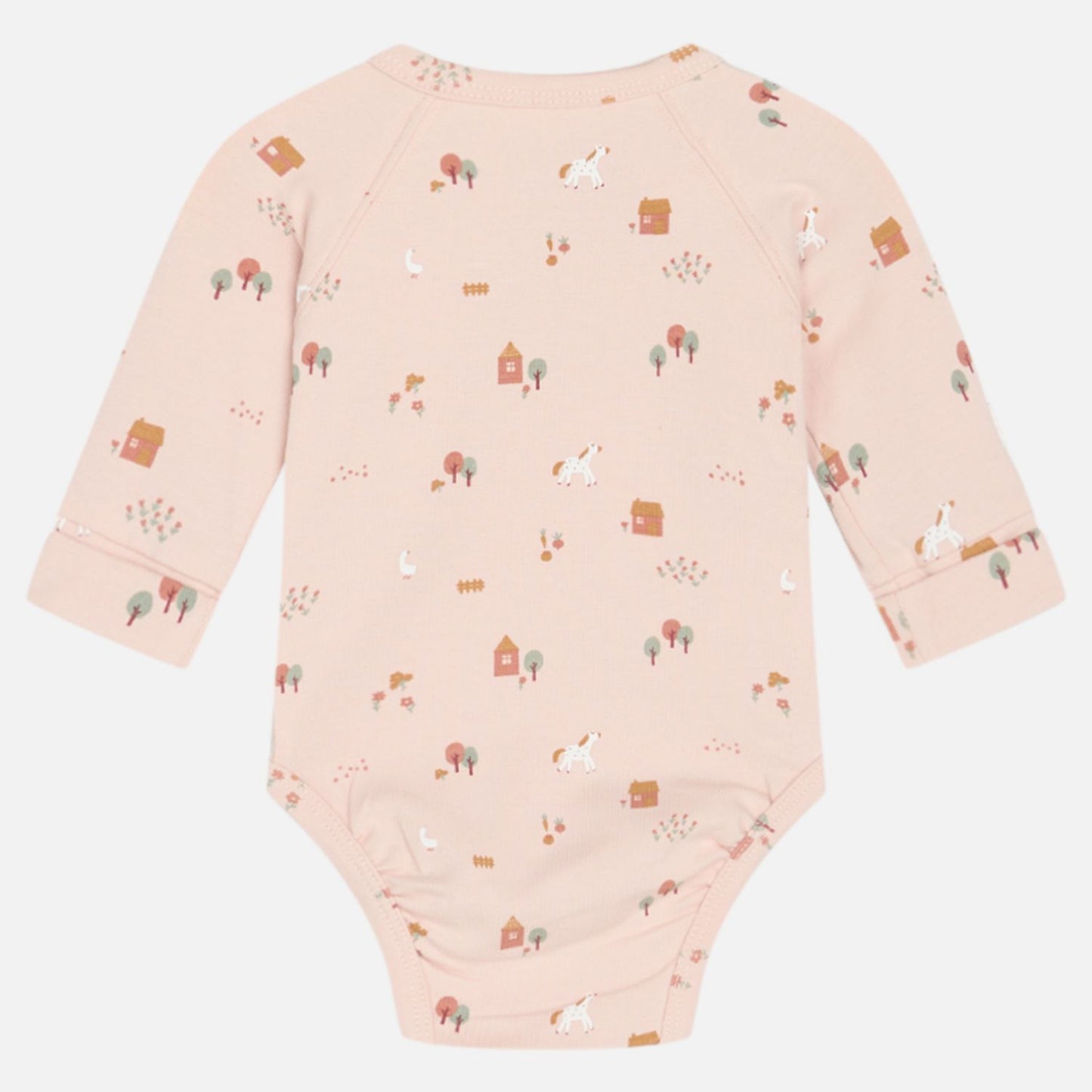 Little Farm | Peach Dust | Long Sleeve Kimono Baby Bodysuit | GOTS Organic Cotton