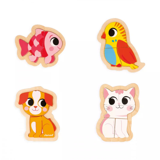 Pets - 4 Progressive Wooden Puzzles | Wooden Toddler Activity Toy
