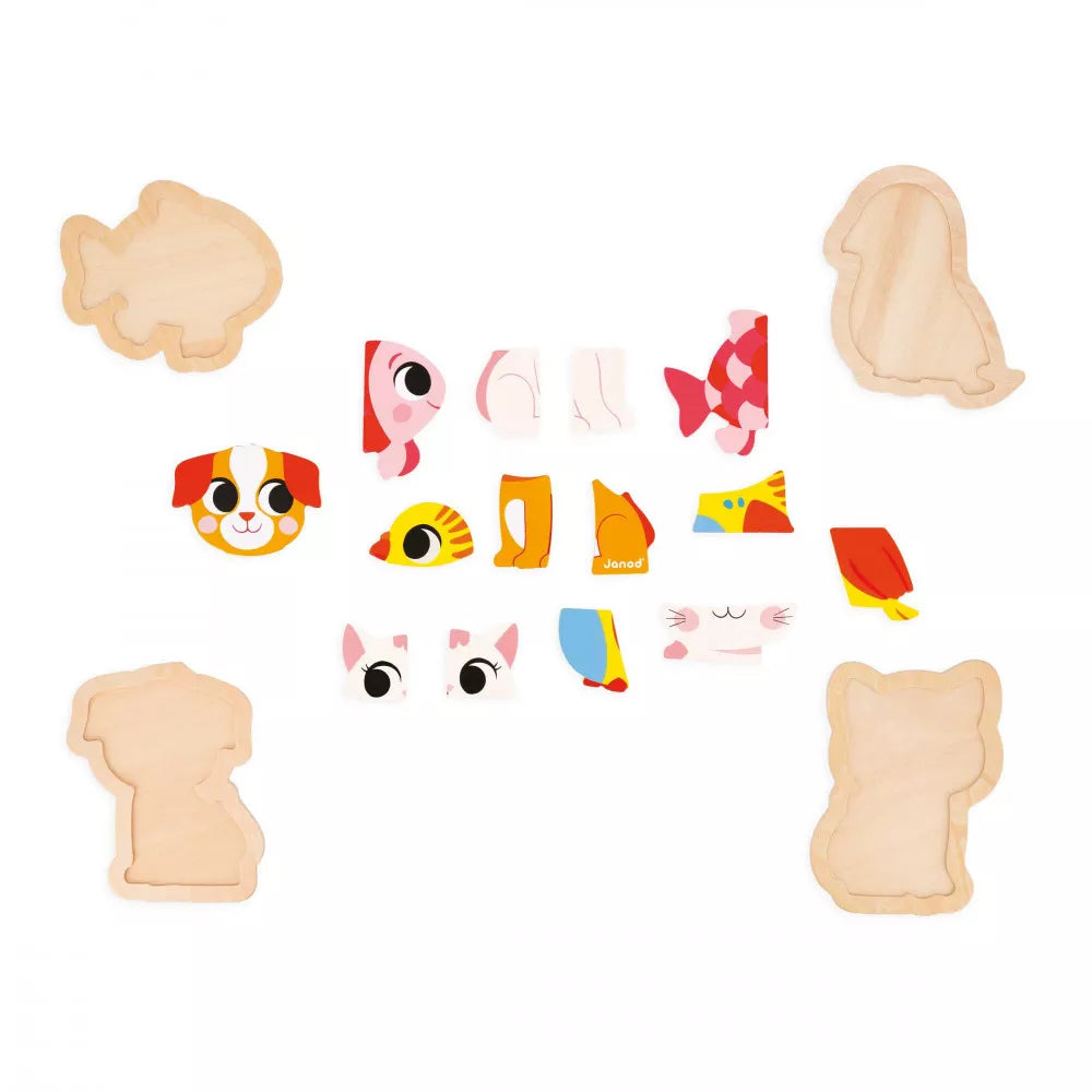 Pets - 4 Progressive Wooden Puzzles | Wooden Toddler Activity Toy
